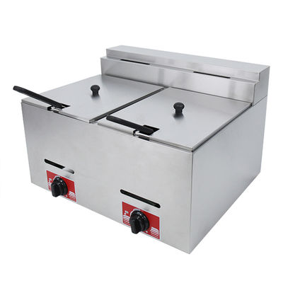 Fritura a gas a doppio serbatoio da 6L a 6L per la frittura dei cibi sul tavolo in cucina commerciale
