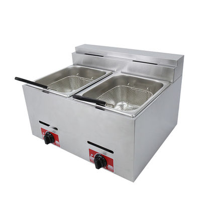 Fritura a gas a doppio serbatoio da 6L a 6L per la frittura dei cibi sul tavolo in cucina commerciale
