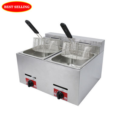 Fritura a gas a doppio serbatoio da 6L a 6L per la frittura dei cibi sul tavolo in cucina commerciale