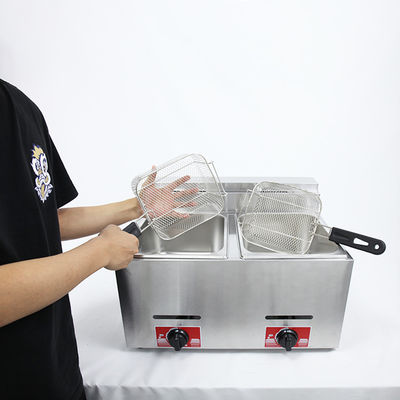 Fritura a gas a doppio serbatoio da 6L a 6L per la frittura dei cibi sul tavolo in cucina commerciale