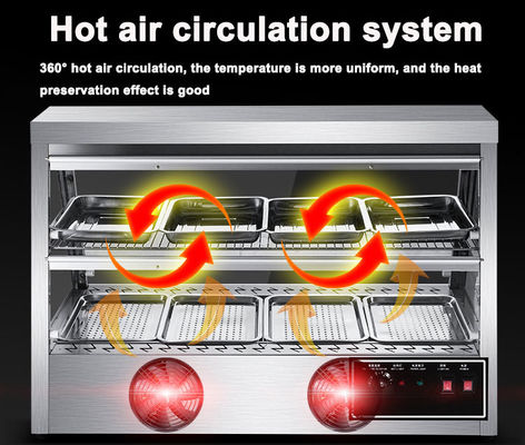 43kg di acciaio inossidabile Food Display Warmer Showcase 1.6KW Electric Hot Food Warmer