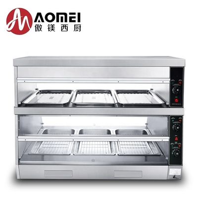 Vitrina elettrica di riscaldamento alimentare in inossidabile con capacità di 45 kg e temperatura regolabile