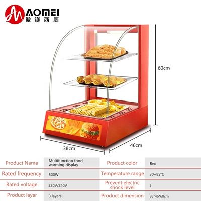 Mini display alimentare elettrico commerciale Vitrina più calda con tre strati 380x460x600mm