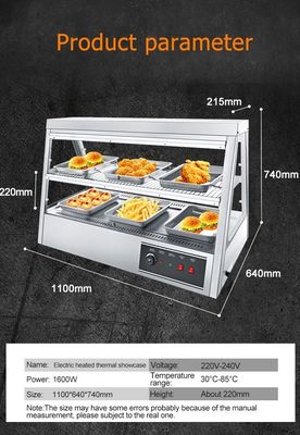 Modern Desgin Due strati di aria calda Circolazione del cibo Display più caldo per pollo fritto