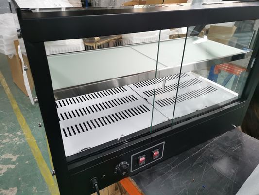 Vitrina di vetro curvo Ristorante industriale elettrico Snack Shop 2 strati Display di cibo caldo più caldo