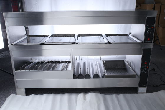 3 in 1 Combo Cabinet Food Warmer Display Acrilico Acciaio Inossidabile Tavolo Commerciale