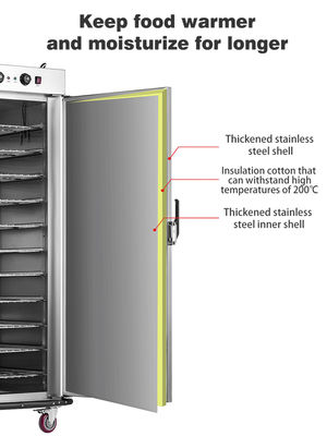 Carrello di riscaldamento alimentare in acciaio inossidabile per catering 220V/50HZ/1Ph