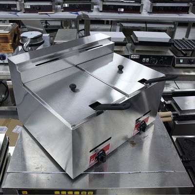 Fritura a gas liquido in acciaio inossidabile con 2 serbatoi e 2 cestini