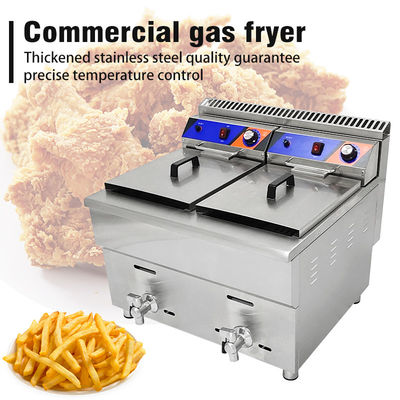 220V a doppio serbatoio Gas Deep Fryer Machine per Fast Food Ristorante Fritura di pollo in acciaio inossidabile