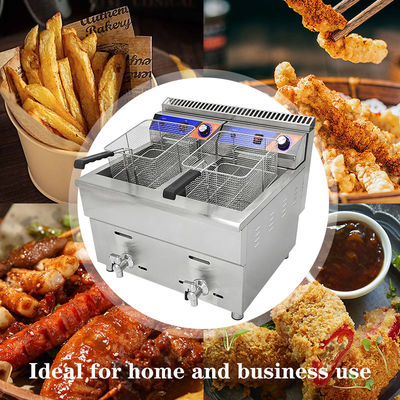 220V a doppio serbatoio Gas Deep Fryer Machine per Fast Food Ristorante Fritura di pollo in acciaio inossidabile