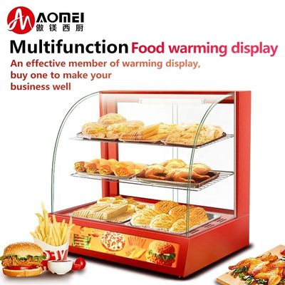 3 strati Red Snack Food Warmer Showcase per la soluzione commerciale di conservazione degli alimenti