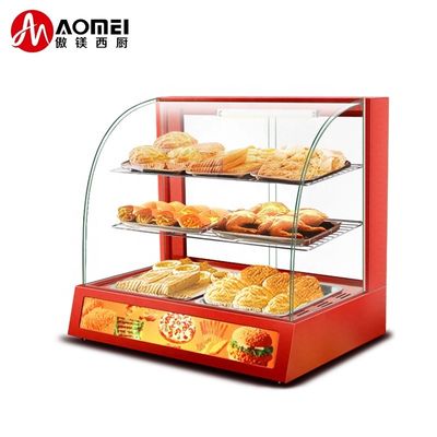 3 strati Red Snack Food Warmer Showcase per la soluzione commerciale di conservazione degli alimenti