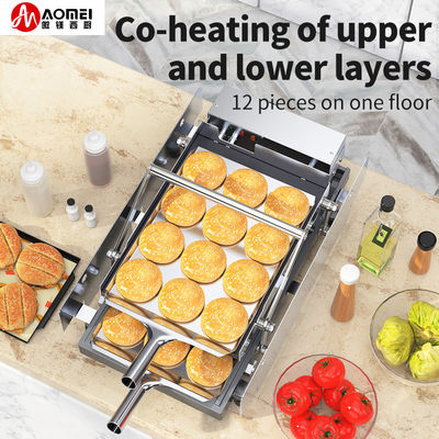 22KG Capacità 2 strati Hamburger Bun Tostatrice con piastra di riscaldamento Dimensioni 440 * 320mm
