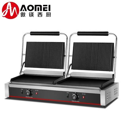 220V Acciaio inossidabile Double Plate Panini Grill per Sandwich Hamburger Sandwich Press