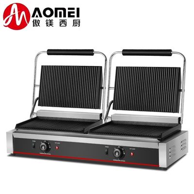 220V Acciaio inossidabile Double Plate Panini Grill per Sandwich Hamburger Sandwich Press