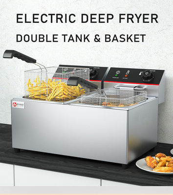 8L Double Tanks Countertop Deep Fryer per la frittura elettrica delle patatine
