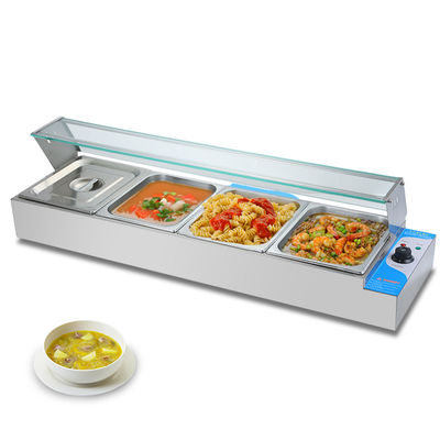 Ristorante Buffet Food Warmer Machine 4 Padelle 1170*350*305mm Tavolo in acciaio inox