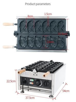 Torta di pesce coreana Commercial Electric Taiyaki Waffle Maker con 18 kg di acciaio inossidabile