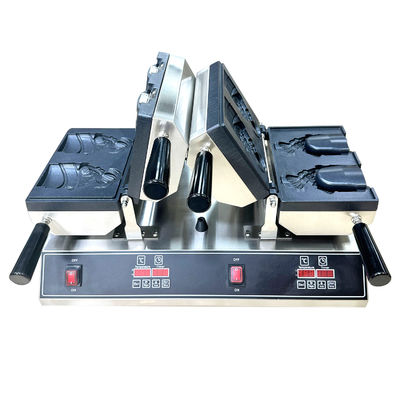 Double Waffle Maker gelateria con bocca aperta forma di pesce e timer 0-10 minuti