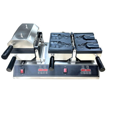 Double Waffle Maker gelateria con bocca aperta forma di pesce e timer 0-10 minuti