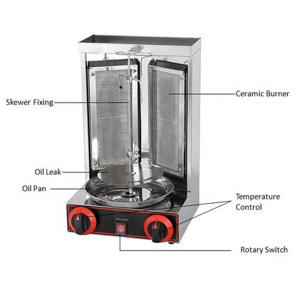 2 in1 Automatic Rotating Doner Kebab Machine per GPL 2800Pa 37x37.5x53.5cm Dimensione imballaggio