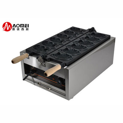 Macchina per la fabbricazione di taiyaki in acciaio inossidabile per attrezzature per snack e dimensioni di pesce 128x8x78mm