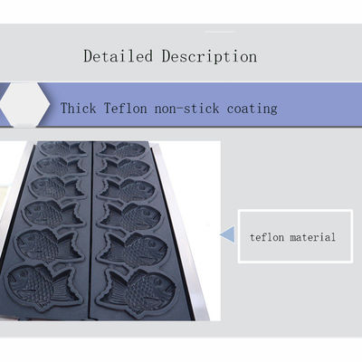 Macchina per la fabbricazione di taiyaki in acciaio inossidabile per attrezzature per snack e dimensioni di pesce 128x8x78mm