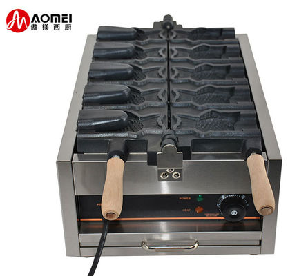 Macchina per la fabbricazione di taiyaki in acciaio inossidabile per attrezzature per snack e dimensioni di pesce 128x8x78mm