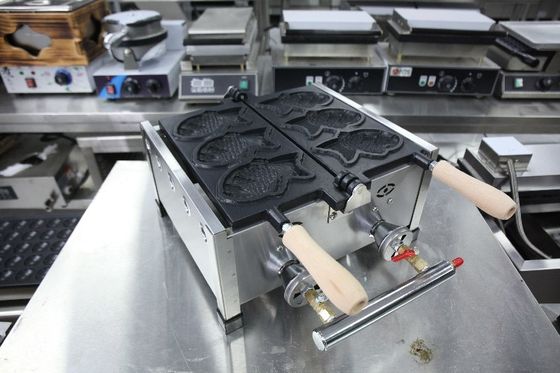 Macchina per la fabbricazione di taiyaki 6 PCS Pesce Taiyaki LPG Tipo Pesce Waffle Maker 470x380x210mm