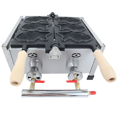 Macchina per la fabbricazione di taiyaki 6 PCS Pesce Taiyaki LPG Tipo Pesce Waffle Maker 470x380x210mm
