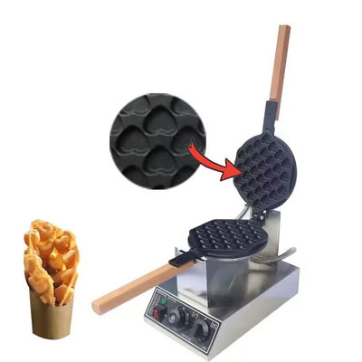 Acciaio inossidabile Non-stick Mini Heart Shape Cone Bubble Waffle Maker per Snack Machine