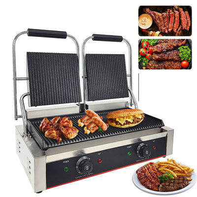 Grill elettrico a scanalatura completa commerciale con presse Panini Burger Press in ghisa antiaderente