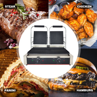 Grill elettrico a scanalatura completa commerciale con presse Panini Burger Press in ghisa antiaderente