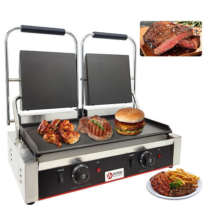 Cucina Commerciale Griglia di contatto Panini in ghisa elettrica non aderente con potenza di 3600W
