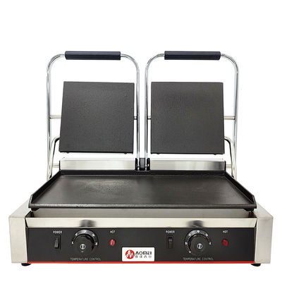 Cucina Commerciale Griglia di contatto Panini in ghisa elettrica non aderente con potenza di 3600W