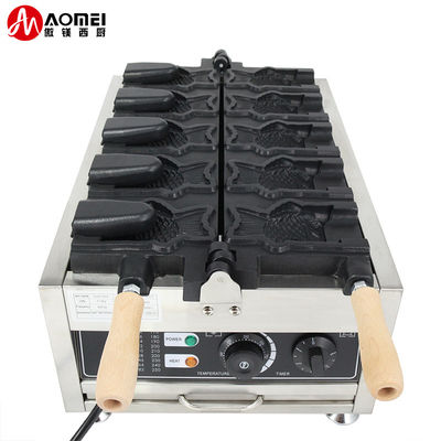 220v elettrico 5 pcs bocca aperta forma pesce Waffle Maker Taiyaki macchina 375 * 700 * 290