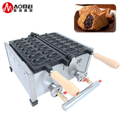 8.15 KG antiaderente 14pcs piccolo pesce a forma di waffle Maker acciaio inossidabile Taiyaki macchina gas