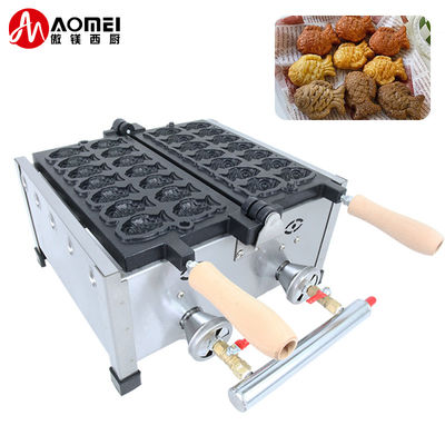 Taiyaki Gas Type Mini Fish Waffle Maker a 410x360x210mm per lo snack giapponese Taiyaki