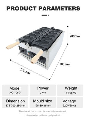 68x40x43.5 cm Bungeoppang Waffle Maker 6 Taiyaki Waffles Packing Dimensioni 67*43*33 cm