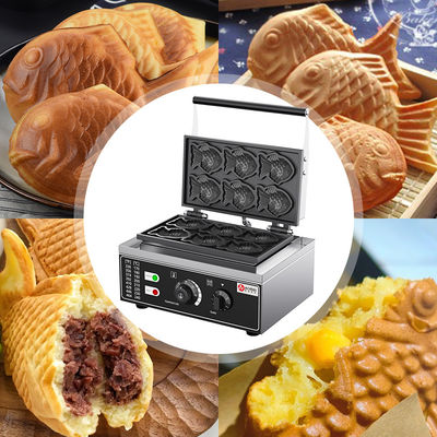 385*275*230mm Commerciale 6pcs Mini Fish Shape Waffle Maker Pesce d'oro Taiyaki Machine