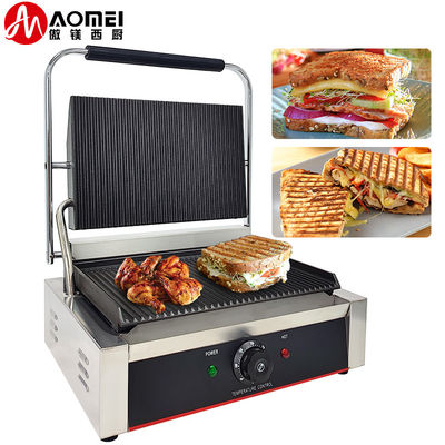 Macchina per piastre per grill con contatto in ghisa elettrica commerciale da 220 V