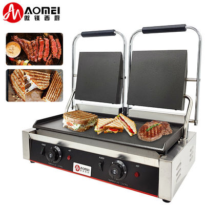 Acciaio inossidabile Fuso Ferro Panini Contact Grill Maker per ristorante Panetteria Snack 220v