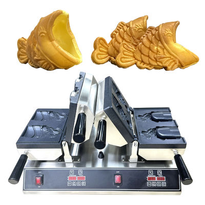 Double Waffle Maker gelateria con bocca aperta forma di pesce e timer 0-10 minuti